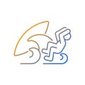 Protecting head while falling from surfboard gradient linear vector icon Royalty Free Stock Photo