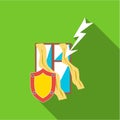 Protecting home from lightning icon, flat style Royalty Free Stock Photo