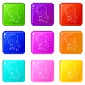 Protecting player icons set 9 color collection