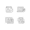 Protecting right to online privacy linear icons set