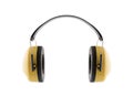 Protection against noise. Hearing protection yellow ear muffs Royalty Free Stock Photo