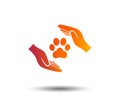 Protection of animals sign icon. Hands. Royalty Free Stock Photo