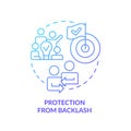 Protection from backlash blue gradient concept icon