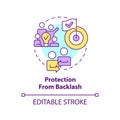 Protection from backlash concept icon