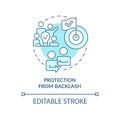 Protection from backlash turquoise concept icon