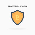Protection Bitcoin icon flat.