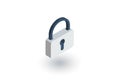 Protection,, closed lock, password, access isometric flat icon. 3d vector