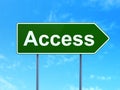 Protection concept: Access on road sign background