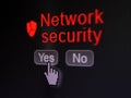 Protection concept: Broken Shield icon and Network