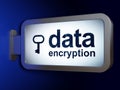 Protection concept: Data Encryption and Key on billboard background Royalty Free Stock Photo