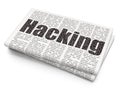 Protection concept: Hacking on Newspaper background Royalty Free Stock Photo