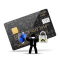 Protection concept with padlock on creditcard