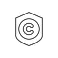 Protection copyright, authors mark line icon. Royalty Free Stock Photo