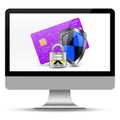 Protection creditcard on desktop, desktop illustration