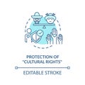 Protection of cultural rights turquoise concept icon