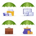 Protection of data, information and money concept vector flat il Royalty Free Stock Photo