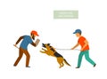 Protection dog training cartoon vector illustration