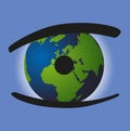 The protection of the environment with the symbol of an eye whose pupil is the earth