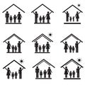 Protection of family in house, set of icons 1