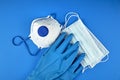 Protection filtering facepiece respirator n95, ffp2. Disposable surgical face masks
