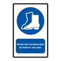 Protection Footwear Must Be Worn In This Area Symbol Sign Isolate on White Background,Vector Illustration