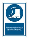 Protection Footwear Must Be Worn In This Area Symbol Sign Isolate on White Background,Vector Illustration