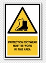 Protection Footwear Must Be Worn In This Area Symbol Sign Isolate on White Background,Vector Illustration EPS.10