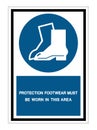 Protection Footwear Must Be Worn In This Area Symbol Sign Isolate on White Background,Vector Illustration EPS.10