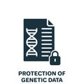 Protection of Genetic Data Silhouette Icon. Private Dna Information in Document with Padlock Pictogram. Safe Genetic Royalty Free Stock Photo