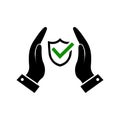 Protection hand icon. Security sign. Shield symbol