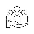 Black line icon for Family care, protection and together Royalty Free Stock Photo