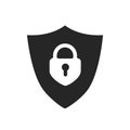 Protection icon vector. Padlock icon. Shield icon. Shield with a checkmark in the middle Protection icon concept, data. Royalty Free Stock Photo
