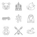 Protection icons set, outline style Royalty Free Stock Photo