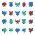 Protection icons shield collection silhouette design vector illustration