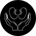 Protection of kidneys. Vector medical icon.