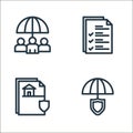 protection line icons. linear set. quality vector line set such as umbrella, franchise agreement, file Royalty Free Stock Photo