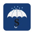 Protection money concept. Safe and secure investment, insurance. Vector illustration flat design style. Umbrella as a shield to Royalty Free Stock Photo