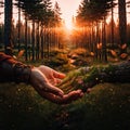 Protection of nature and the ecology are in your hands Royalty Free Stock Photo