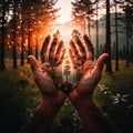 Protection of nature and the ecology are in your hands Royalty Free Stock Photo