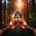 Protection of nature and the ecology are in your hands Royalty Free Stock Photo