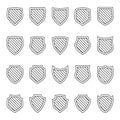 Protection outline icons shield collection lineart vector design illustration