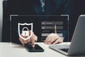 Protection personal data against hackers. Security internet access of personal data.identification information security and Royalty Free Stock Photo
