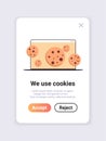 protection of personal information internet web pop up we use cookies policy notification on laptop screen