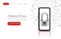 Protection phone password, web site banner app screen. Vector