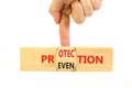 Protection and prevention symbol. Concept word Protection Prevention on wooden cubes. Businessman hand. Beautiful white table Royalty Free Stock Photo