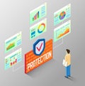 Protection reports vector isometric flow chart