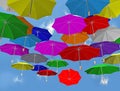 Protection safety insurance bad weather clouds rain thunders family 3d character under red huge umbrella - 3d rendering