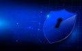 Protection Shield and Blue Circuit Background. Data security Concept. Royalty Free Stock Photo