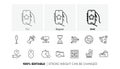 Protection shield, Champagne glass and Time hourglass line icons. For web app, printing. Line icons. Vector