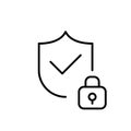 Protection shield, checkmark and lock. Secure authentication and verified identity. Pixel perfect vector icon